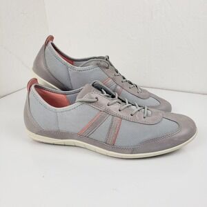 ECCO Women's 40 US 9-9.5 Grey Leather Mesh Bluma Lace Up Walking Sneakers Shoes